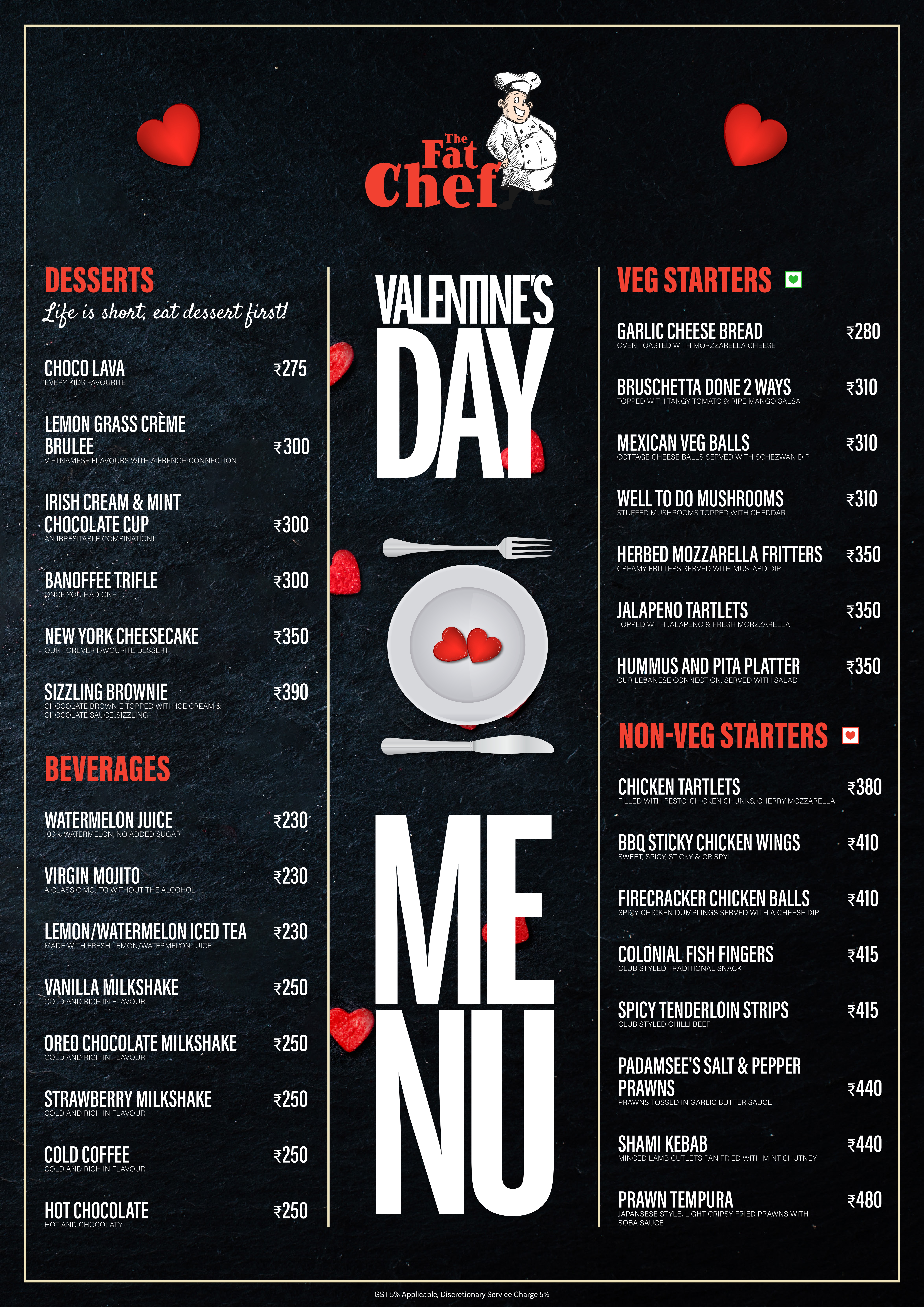 Valentines Day Menu